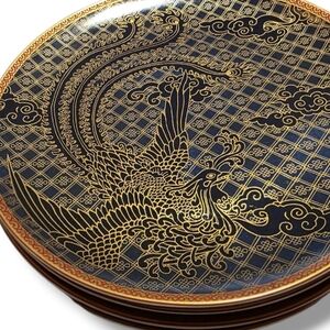 Williams Sonoma Lunar New Year Phoenix Dinner Plates Set of 6 Blue Gold